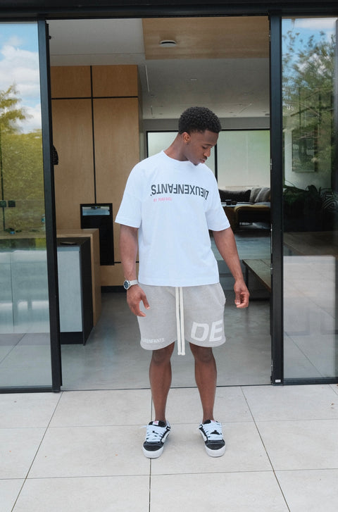 DOUBLE LOGO GREY SHORTS